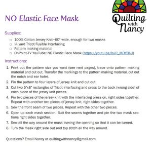 No Elastic Face Mask Pattern